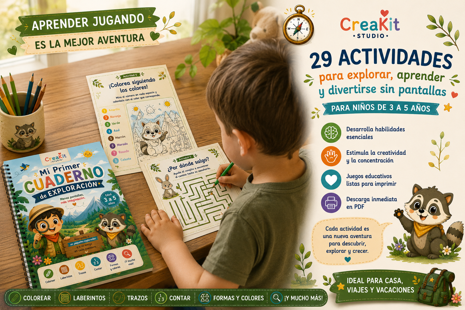Mi Primer Cuaderno de Exploración | 29 Actividades Imprimibles (3 a 5 años)